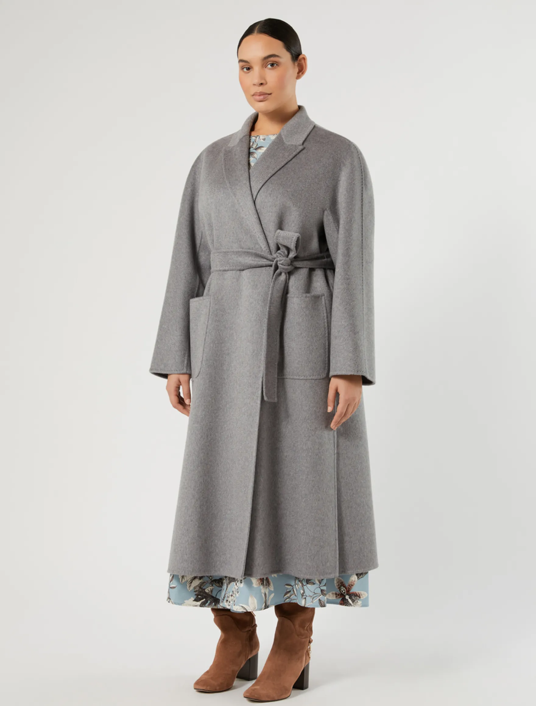 Cappotto in double di cachemire - GRIGIO CHIARO