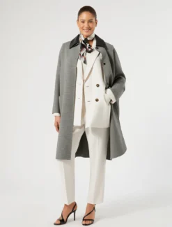Cappotto in double di lana - BIANCO NERO