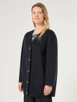 Cappotto in double di lana e cachemire - BLU NOTTE
