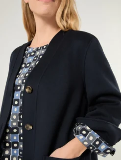 Cappotto in double di lana e cachemire - BLU NOTTE