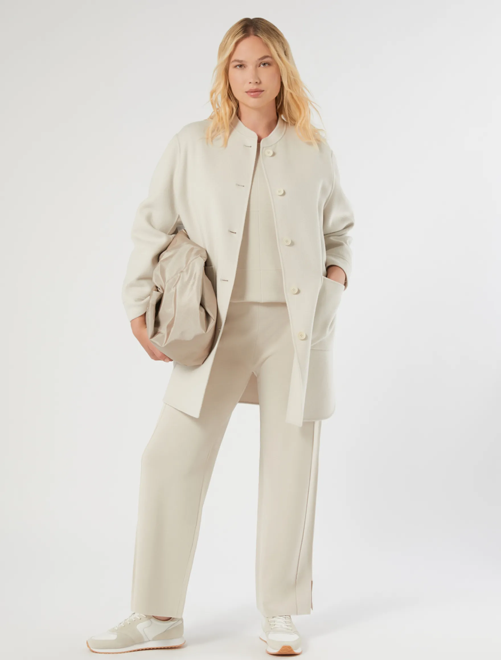 Cappotto in double di lana e cachemire - ECRU