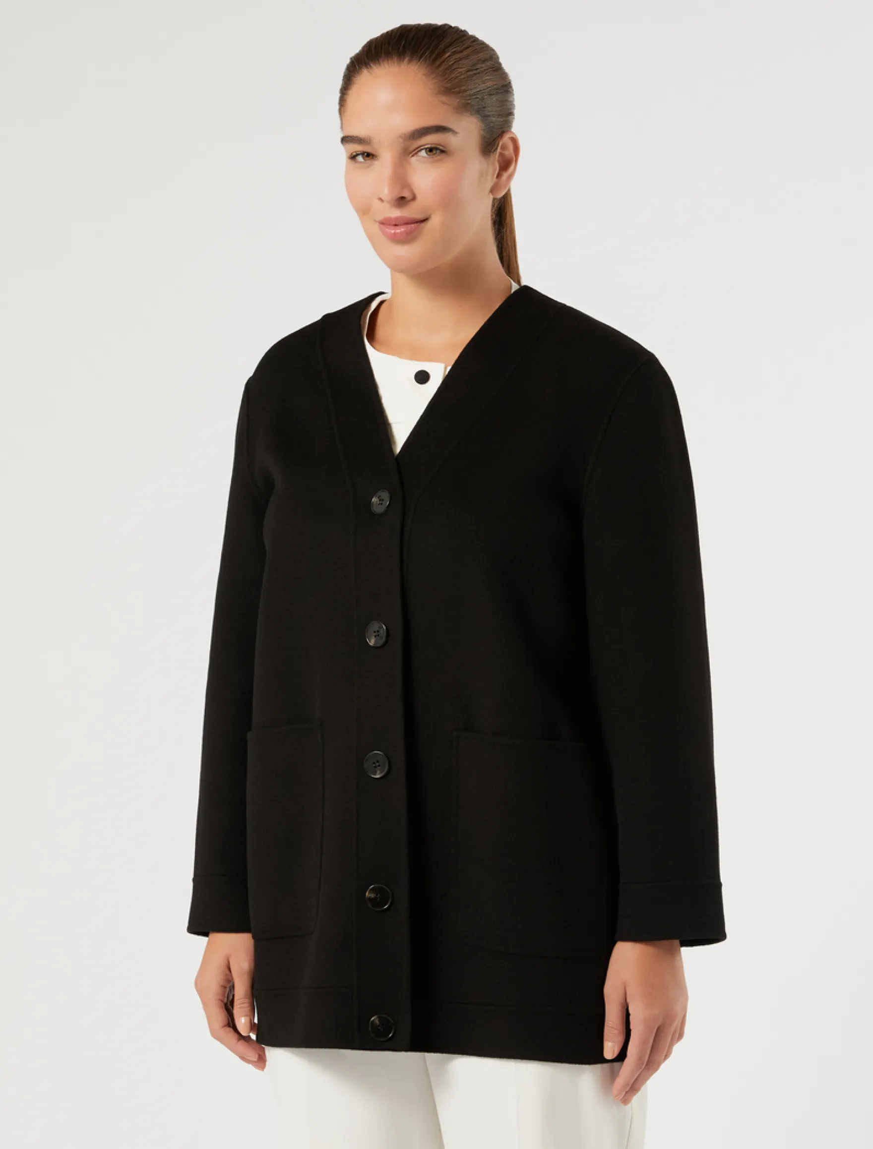 Cappotto in double di lana e cachemire - NERO