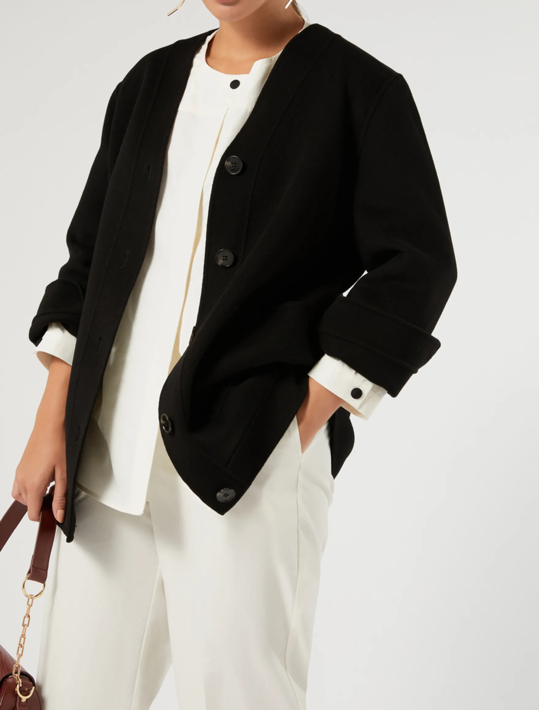 Cappotto in double di lana e cachemire - NERO