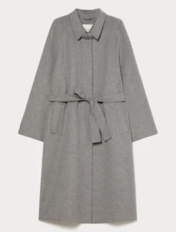 Cappotto in double di lana e nylon - GRIGIO MEDIO