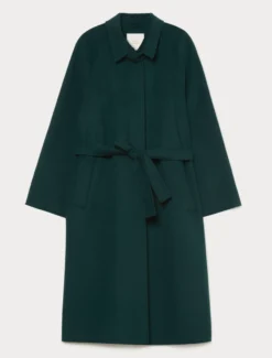 Cappotto in double di lana e nylon - VERDE SCURO