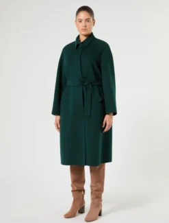 Cappotto in double di lana e nylon - VERDE SCURO