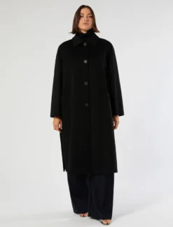 Cappotto in double di lana - NERO