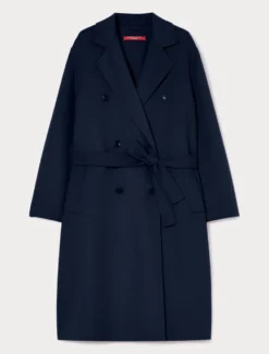 Cappotto in double di misto lana - BLU MARINO