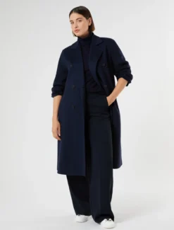 Cappotto in double di misto lana - BLU MARINO