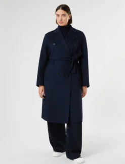 Cappotto in double di misto lana - BLU MARINO