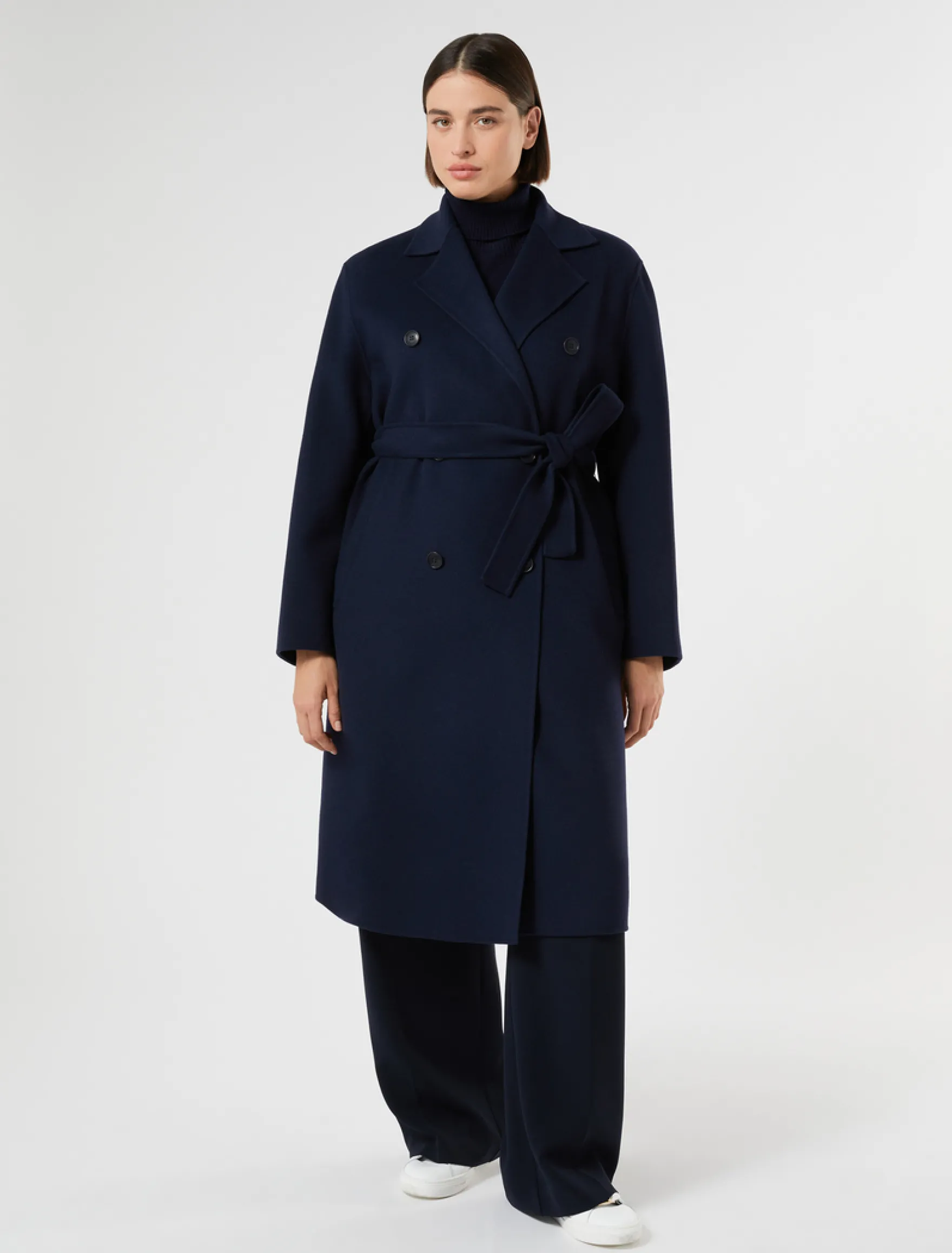 Cappotto in double di misto lana - BLU MARINO