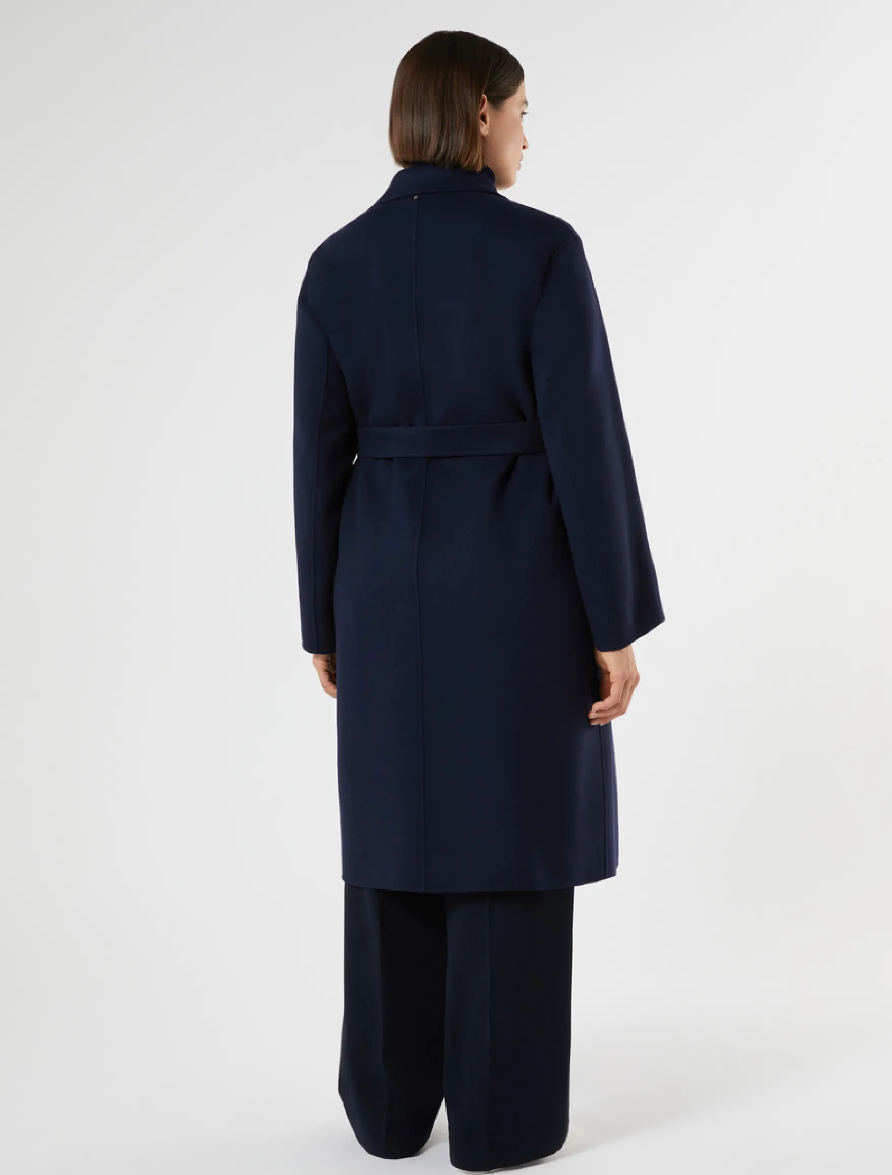 Cappotto in double di misto lana - BLU MARINO
