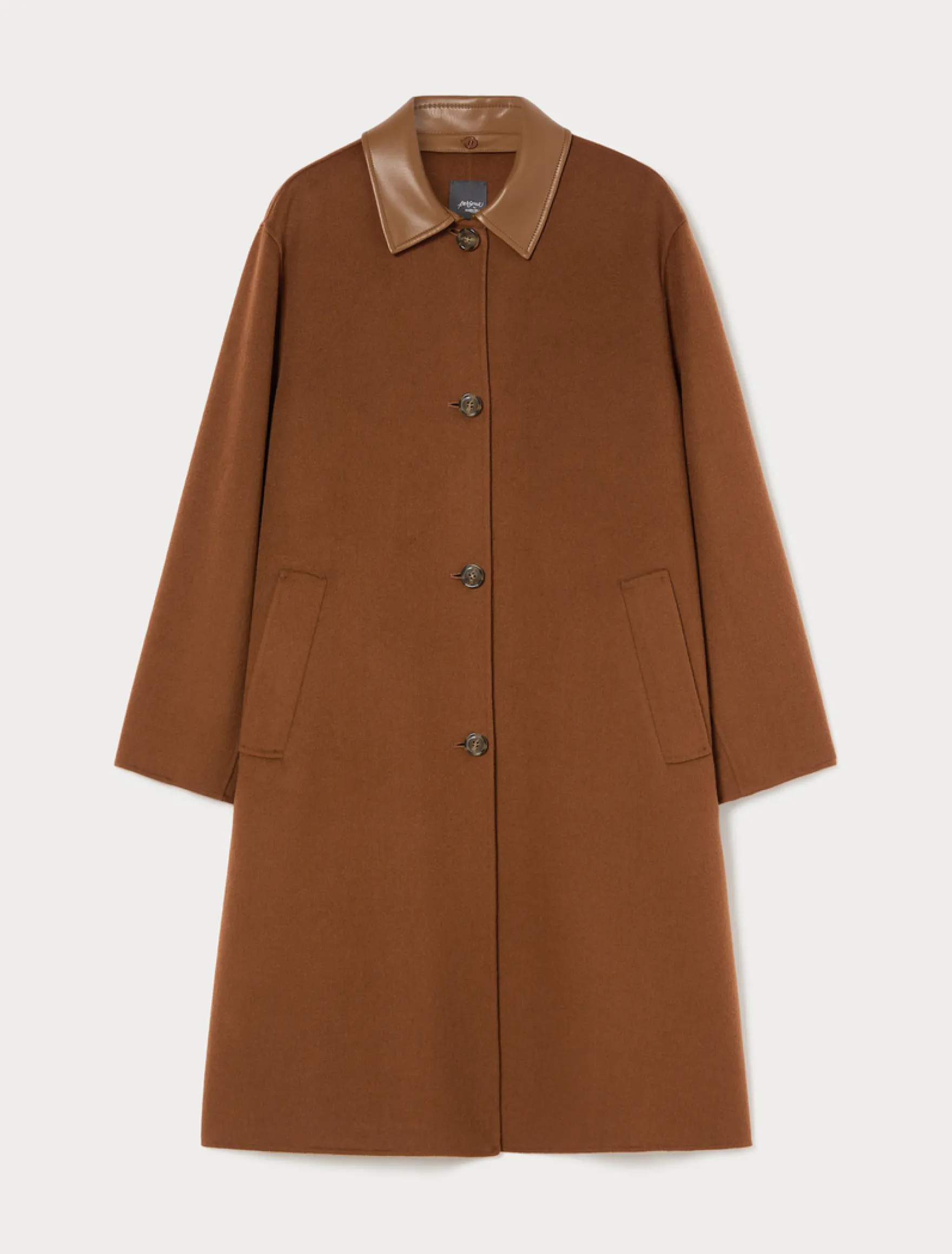 Cappotto in double di misto lana - CUOIO