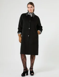 Cappotto in double di misto lana - NERO