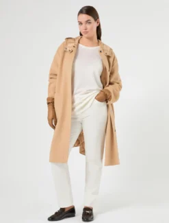Cappotto in double di misto lana e nylon - CAMMELLO