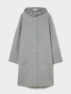 Cappotto in double di misto lana e nylon - GRIGIO MEDIO