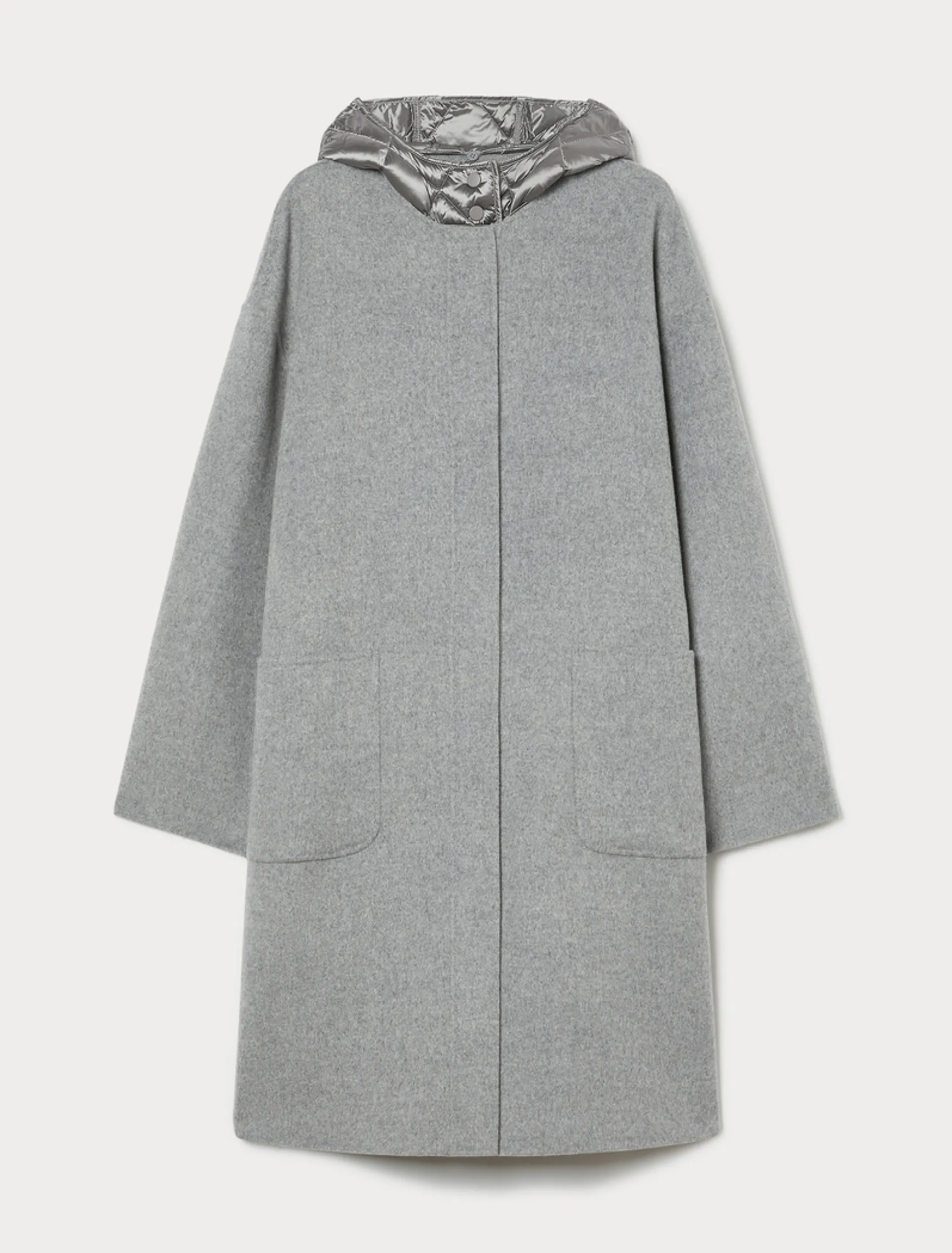 Cappotto in double di misto lana e nylon - GRIGIO MEDIO