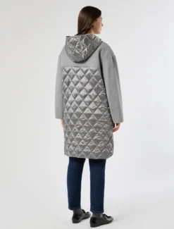 Cappotto in double di misto lana e nylon - GRIGIO MEDIO