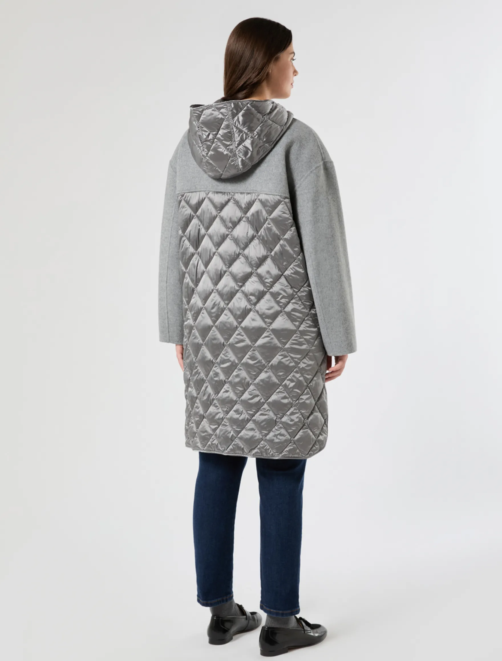 Cappotto in double di misto lana e nylon - GRIGIO MEDIO