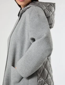 Cappotto in double di misto lana e nylon - GRIGIO MEDIO