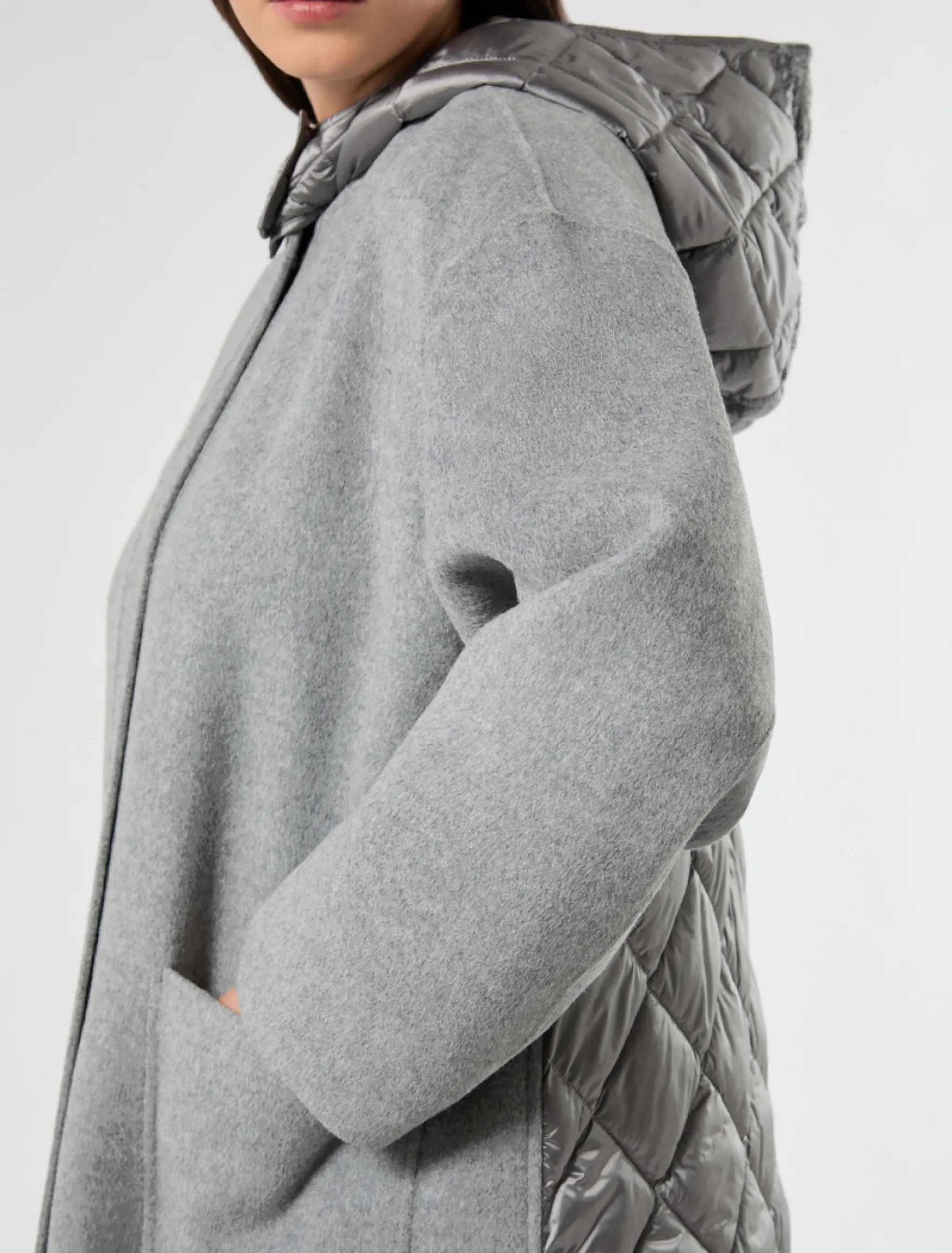 Cappotto in double di misto lana e nylon - GRIGIO MEDIO