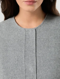 Cappotto in double di misto lana e nylon - GRIGIO MEDIO