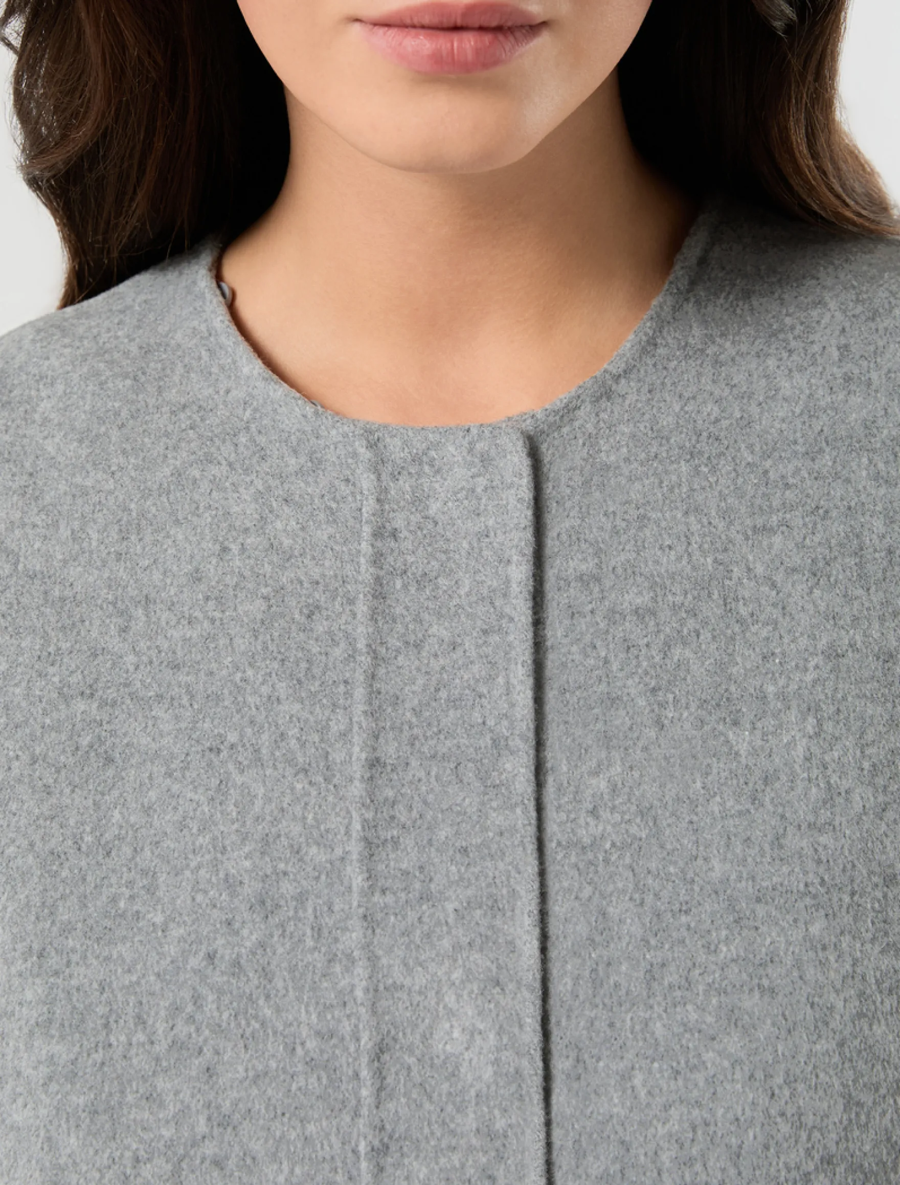 Cappotto in double di misto lana e nylon - GRIGIO MEDIO
