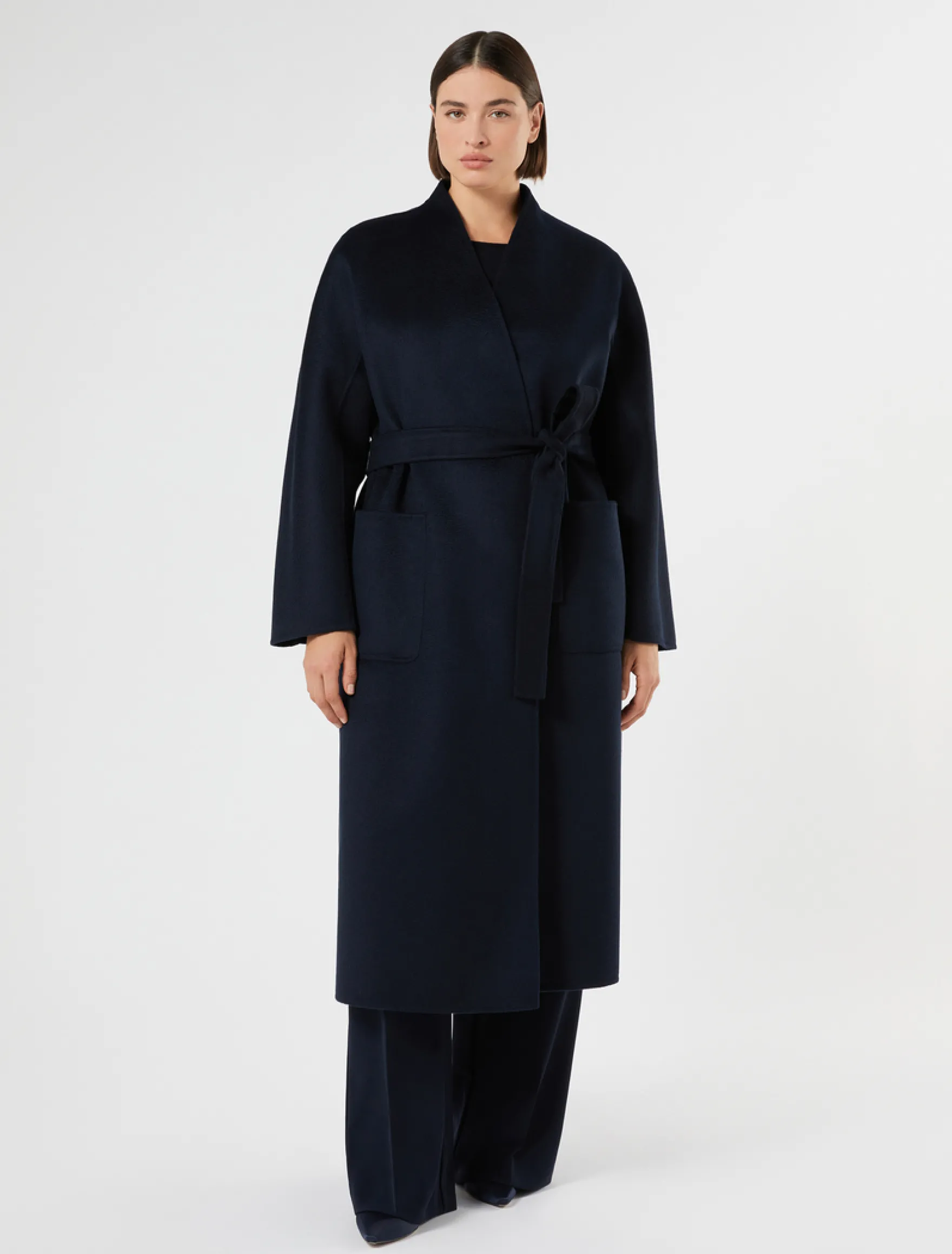 Cappotto in double di pura lana - BLU NOTTE