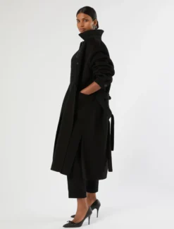 Cappotto in double di pura lana - NERO