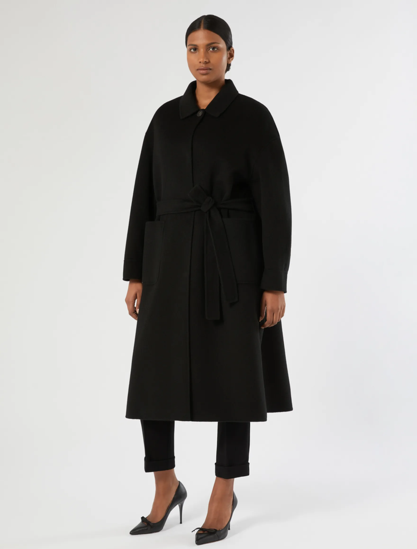 Cappotto in double di pura lana - NERO
