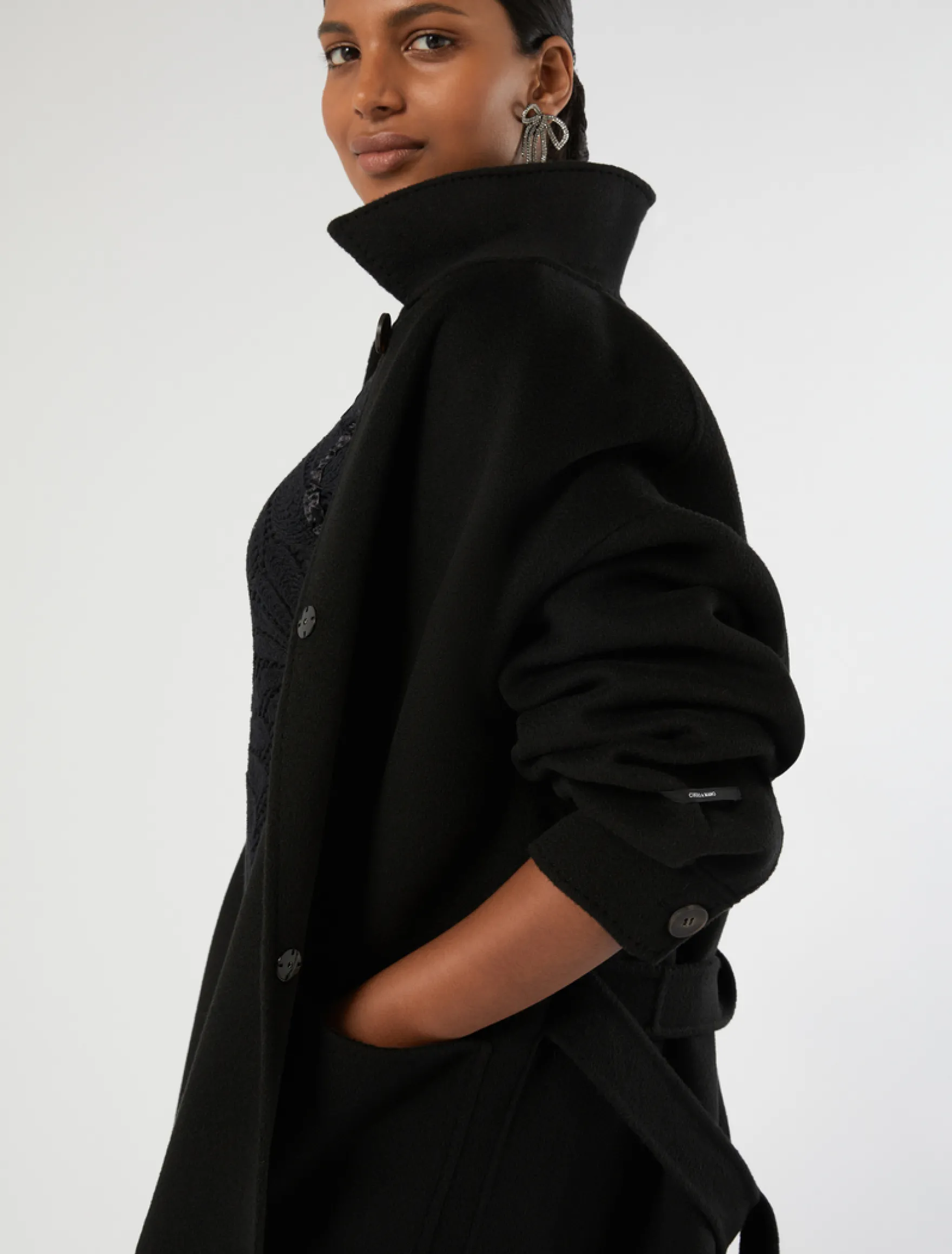 Cappotto in double di pura lana - NERO