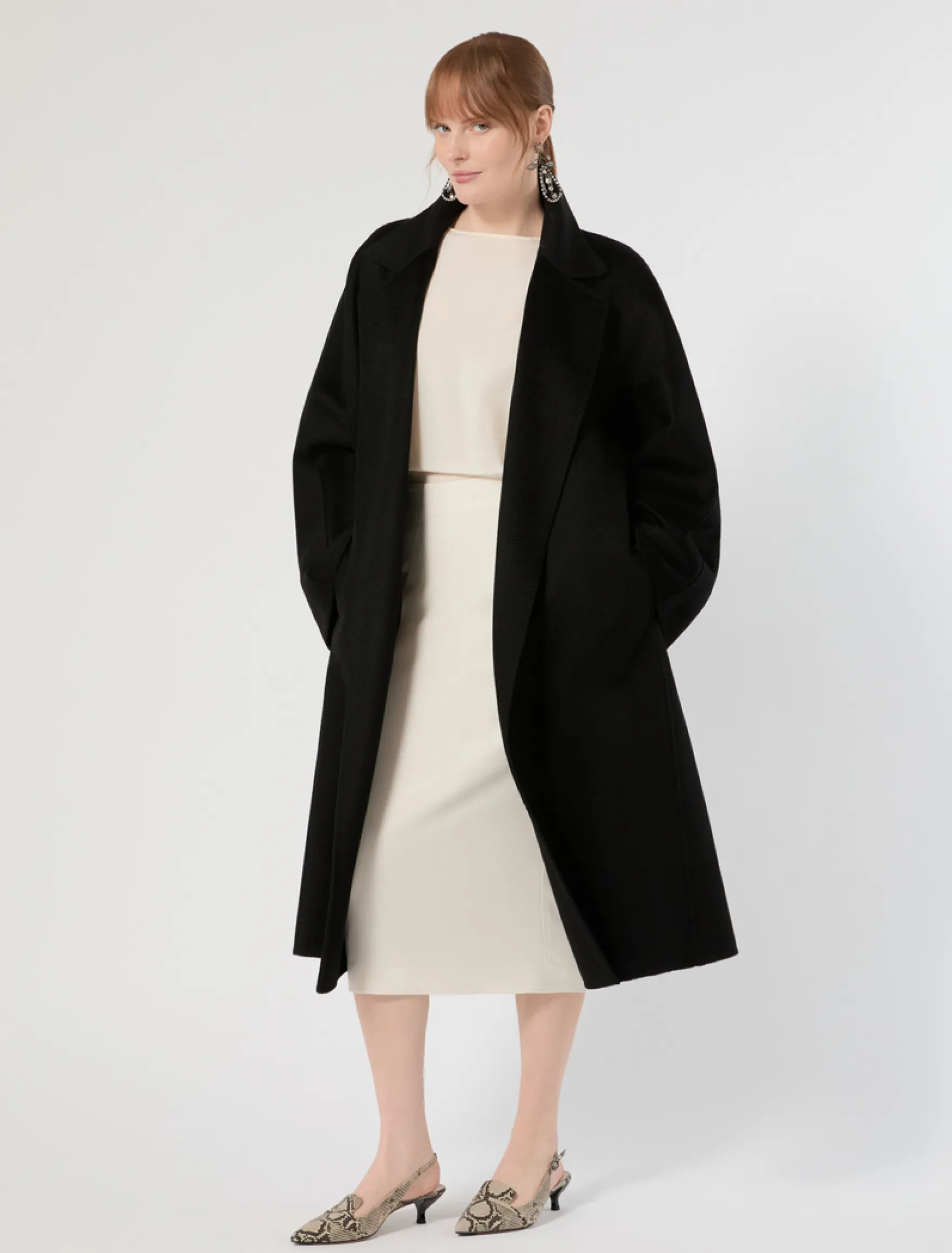 Cappotto in double di puro cachemire - NERO