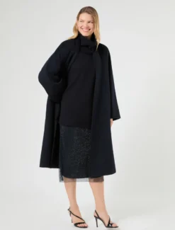Cappotto in drap di lana - BLU NOTTE