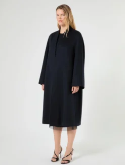 Cappotto in drap di lana - BLU NOTTE