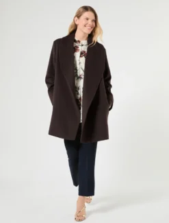 Cappotto in drap di lana - MARRONE
