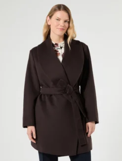 Cappotto in drap di lana - MARRONE