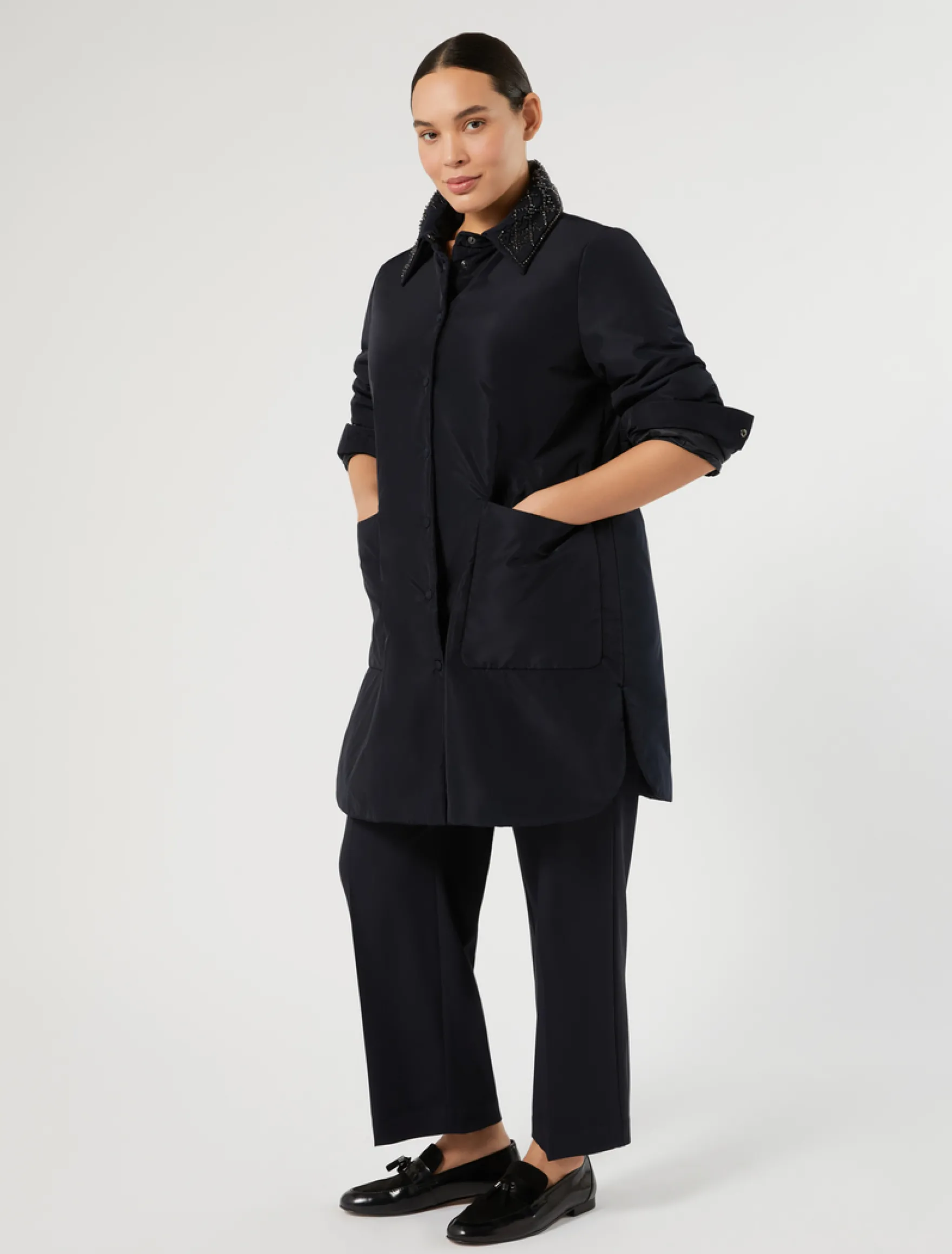 Cappotto in taffetà antigoccia - BLU NOTTE
