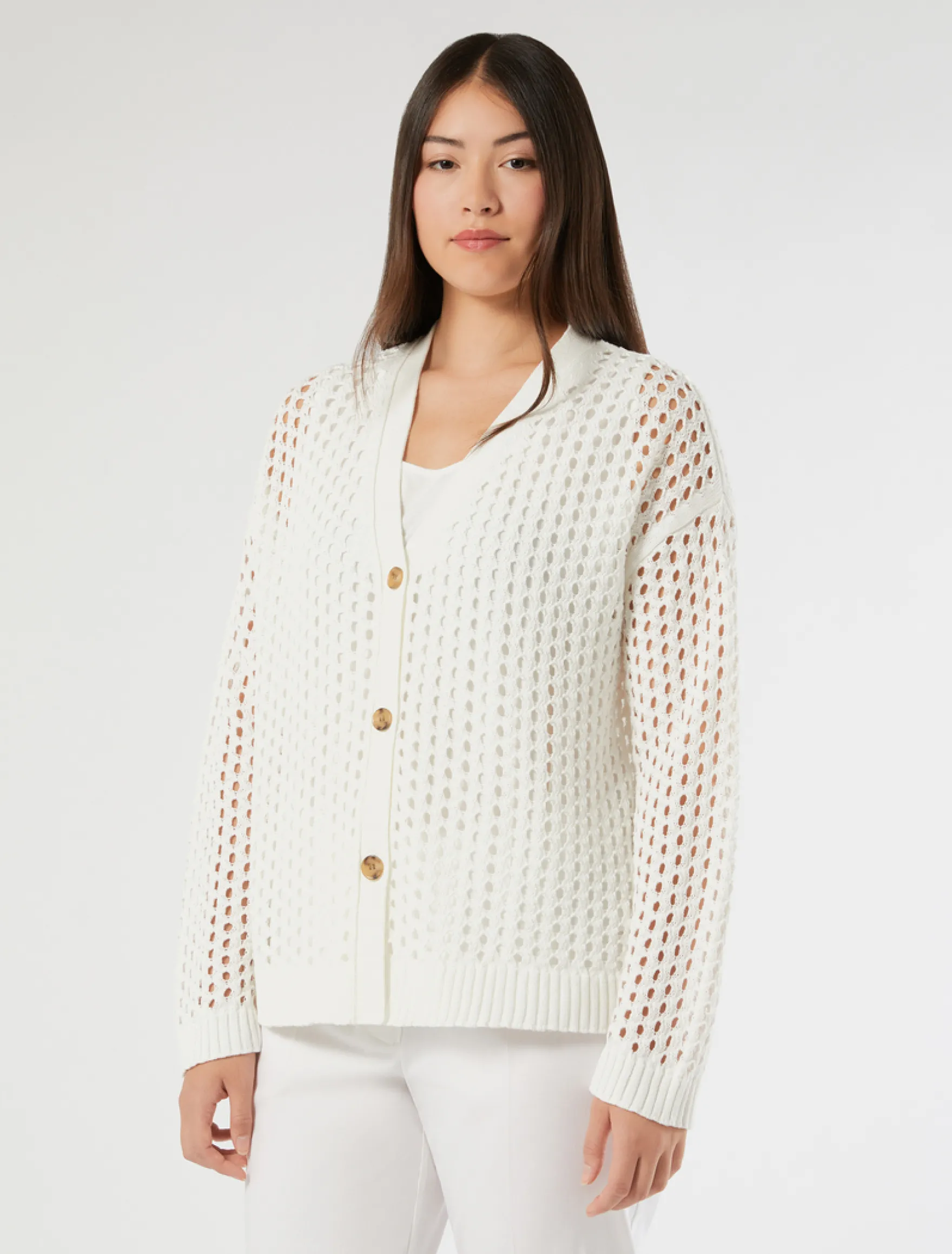 Cardigan corto in cotone - BIANCO