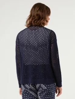 Cardigan corto in cotone - BLU MARINO