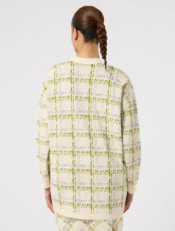 Cardigan e canotta in viscosa jacquard - BIANCO AVORIO