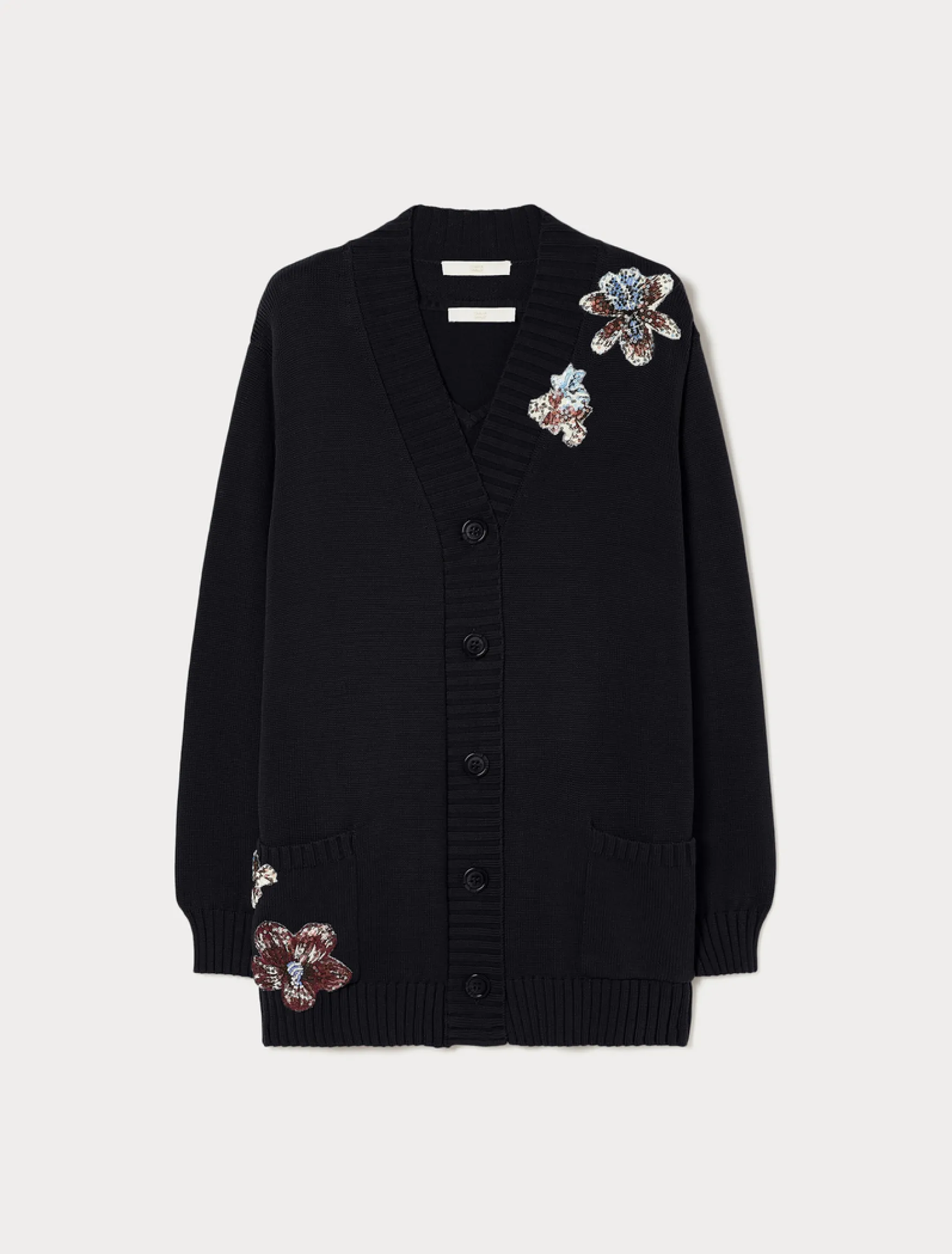 Cardigan e top in cotone con ricamo - BLU NOTTE