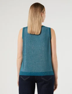 Cardigan e top in viscosa con lurex - PETROLIO