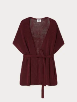 Cardigan in cordonetto di lino - BORDEAUX