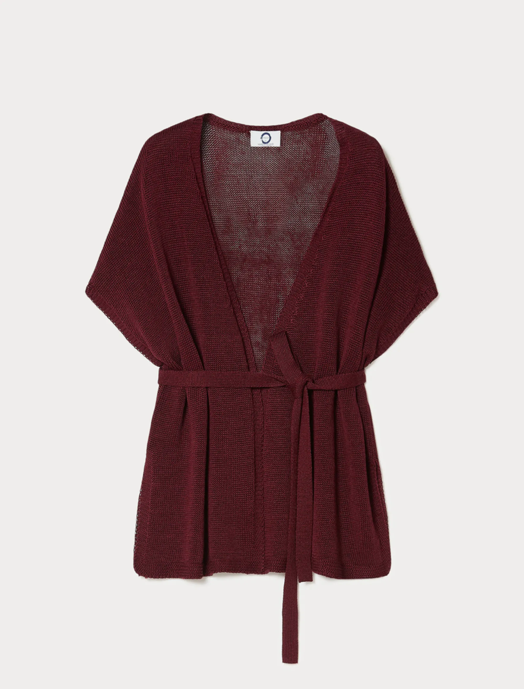 Cardigan in cordonetto di lino - BORDEAUX