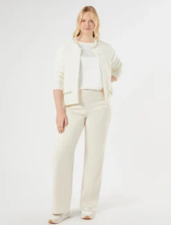 Cardigan in cotone con ricamo - AVORIO