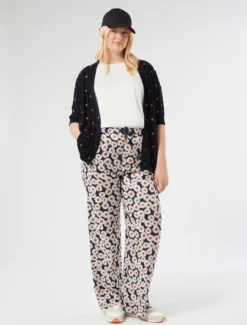 Cardigan in cotone con ricamo - BLU