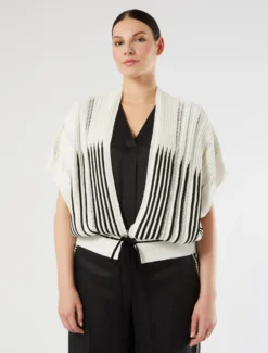 Cardigan in cotone e lino - AVORIO