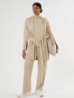 Cardigan in cotone e modal - BEIGE