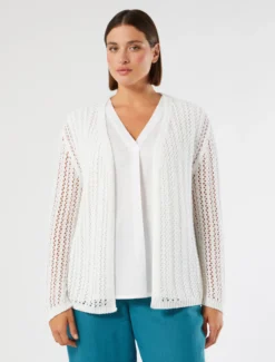 Cardigan in fettuccia di cotone - BIANCO OTTICO