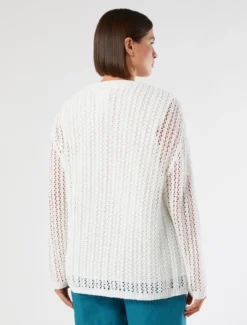 Cardigan in fettuccia di cotone - BIANCO OTTICO
